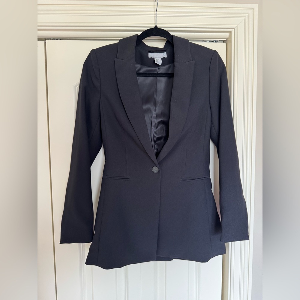 H&M Long Blazer Lined Black Womens 4